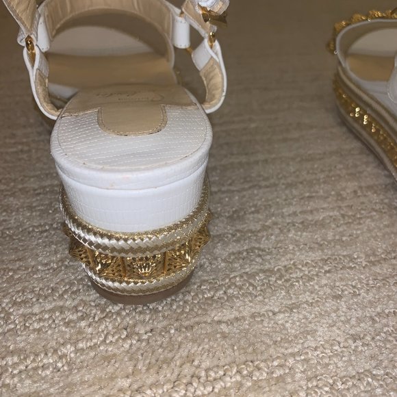 Christian Louboutin White Gold Pyraclou 60 Calf Stud Platform - Picture 7 of 9